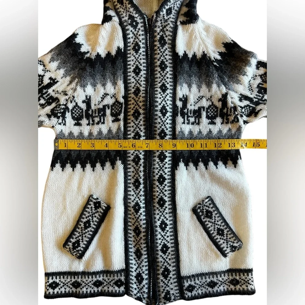 ALPACA Artisan Knit Peruvian Full-Zip Youth M /10yo Sweater Jacket Cozy Unisex